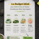 Femme analysant son budget de 2200 € par mois avec un ordinateur et des documents