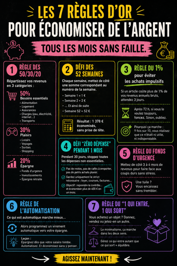 Une femme souriante examinant son budget mensuel sur un ordinateur portable, représentant des conseils pratiques pour économiser de l'argent.
