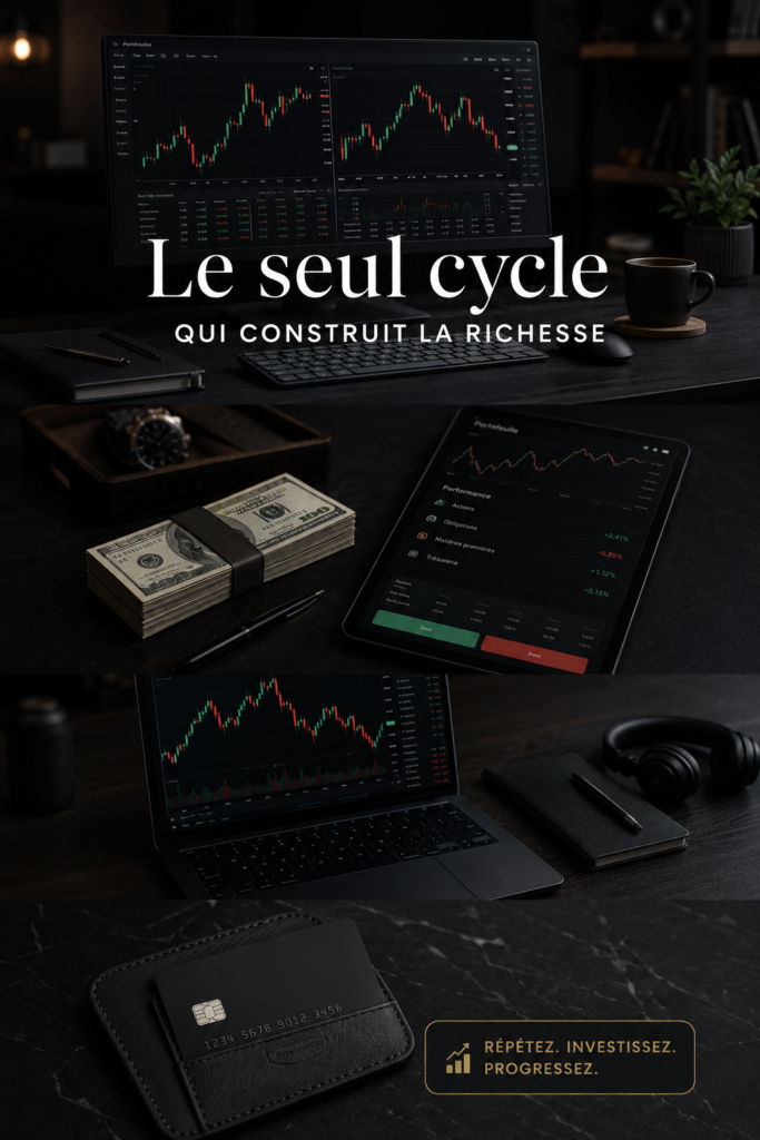 Femme examinant ses finances pour construire son cycle d'enrichissement.