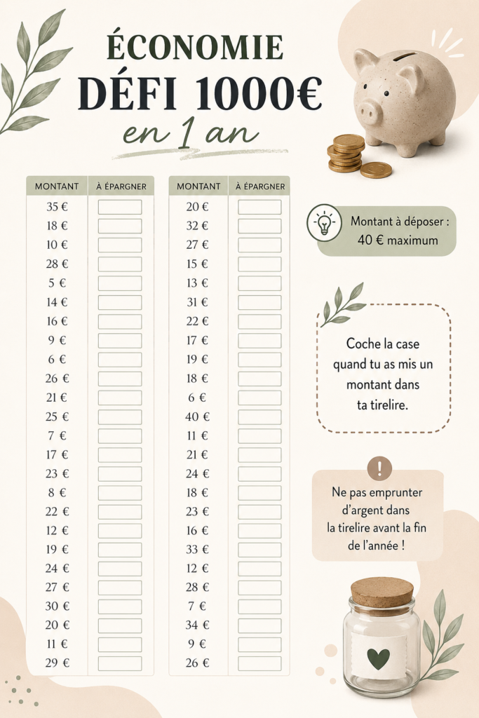 Image d'une femme souriante tenant un cahier d'épargne avec des économies en arrière-plan.