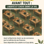 Femme souriante regardant des documents financiers, symbolisant l'indépendance financière