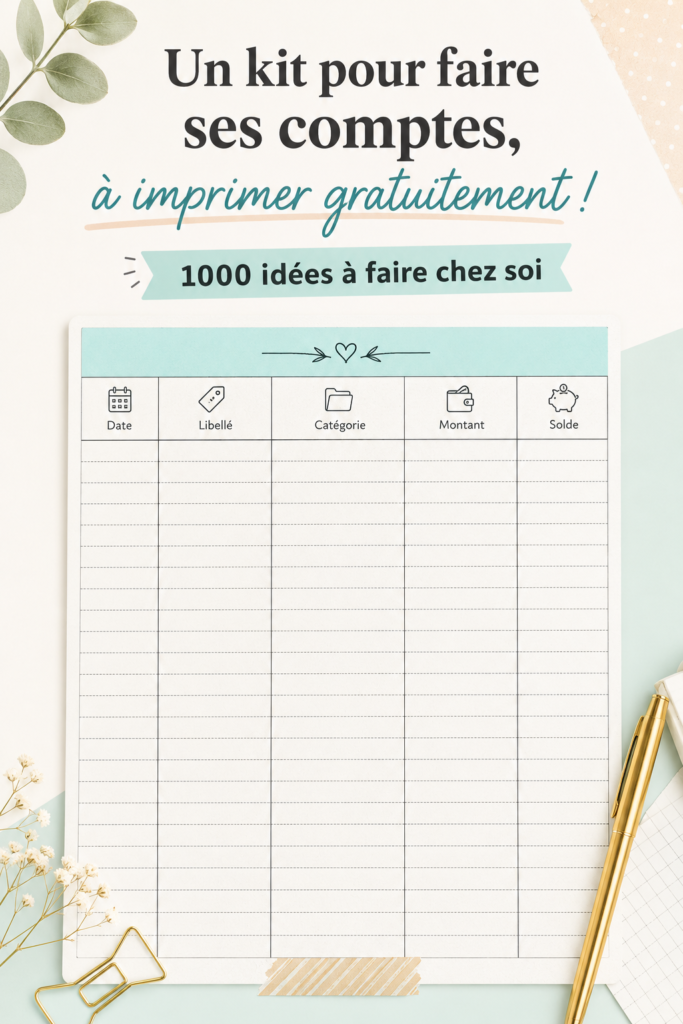 Un kit de comptabilité à imprimer avec des modèles de gestion financière sur une table en bois