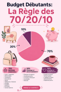 Illustration de la règle des 70/20/10 pour la gestion du budget