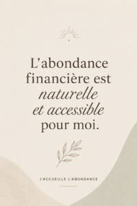 Femme méditant sur l'abondance financière, entourée de symboles de prospérité.