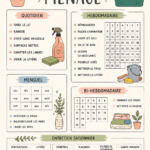 Image d'un Bullet Journal ouvert avec des tâches de nettoyage organisées.