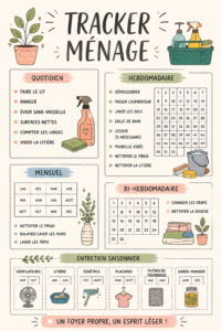 Image d'un Bullet Journal ouvert avec des tâches de nettoyage organisées.