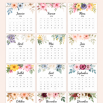 Calendrier floral 2026 avec un design vertical à imprimer