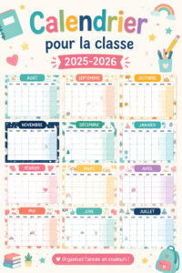Calendrier scolaire 2025-2026 à imprimer avec toutes les dates importantes.