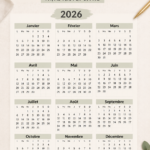Calendriers et agendas imprimables pour 2026 au format A4 et A3