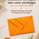 Carte enveloppe en papier A4 faite maison, réalisée avec soin.