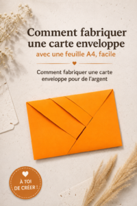 Carte enveloppe en papier A4 faite maison, réalisée avec soin.