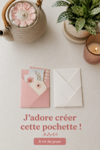 Une enveloppe de poche colorée et personnalisée sur fond lumineux.