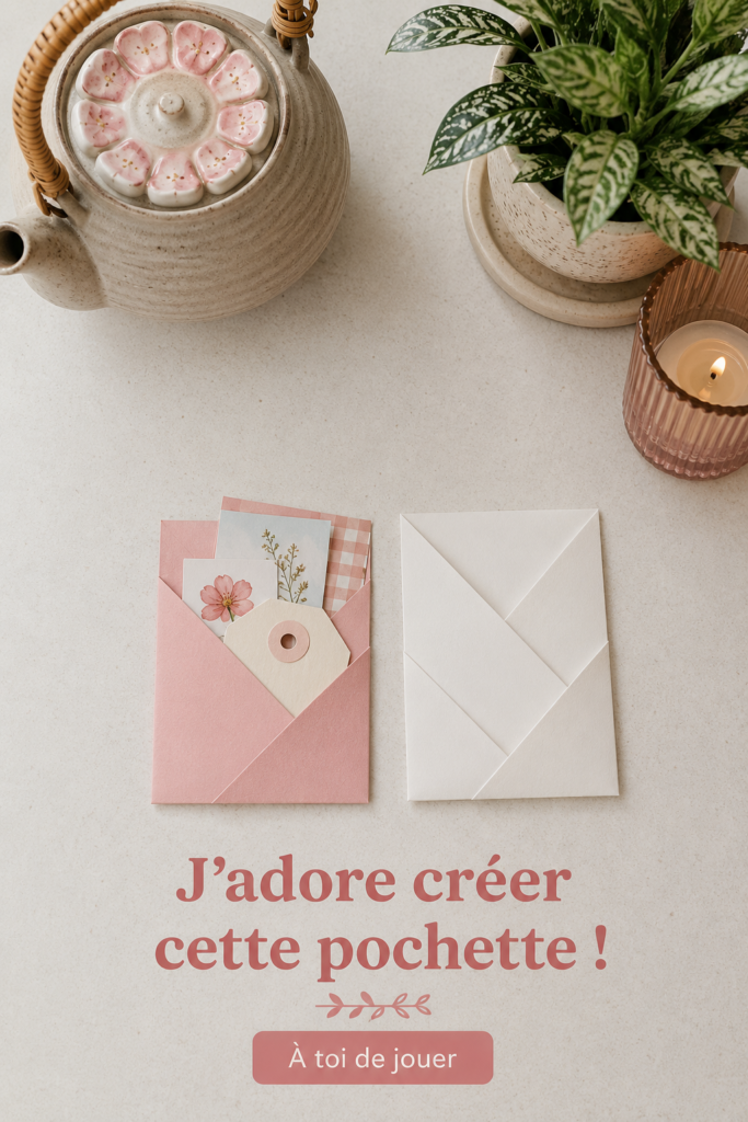 Une enveloppe de poche colorée et personnalisée sur fond lumineux.