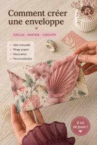 Un tapis de travail avec des enveloppes colorées faites à la main et des outils de papercraft