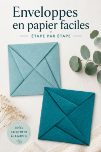 Enveloppes en papier faites maison sur une table avec des fournitures de bricolage.
