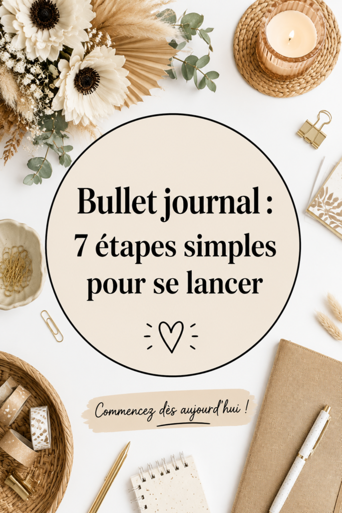Femme écrivant dans un bullet journal avec des stylos colorés sur une table en bois.