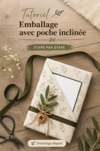Emballage cadeau en poche angulaire décoré avec un joli ruban