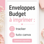 Un ensemble d'enveloppes imprimées pour la gestion de budget sur une table, avec un design coloré et pratique.