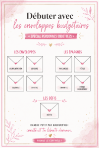Femme tenant des enveloppes pour gérer son budget.