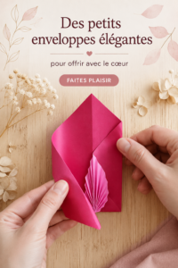 Enveloppes cadeaux élégantes ornées de feuilles et motifs variés sur une table en bois.