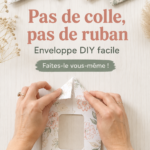 Enveloppes DIY créées sans colle ni tape, affichant créativité et simplicité.