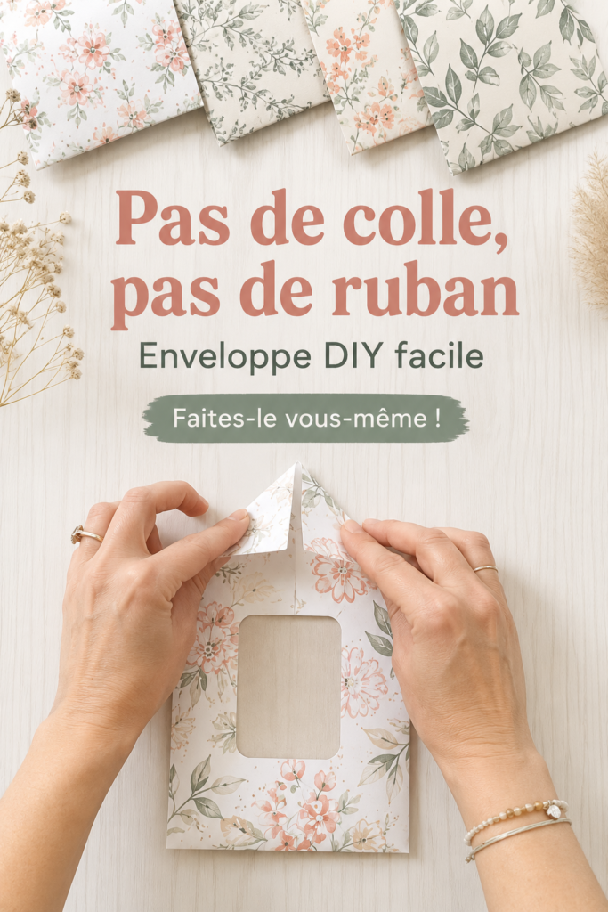 Enveloppes DIY créées sans colle ni tape, affichant créativité et simplicité.