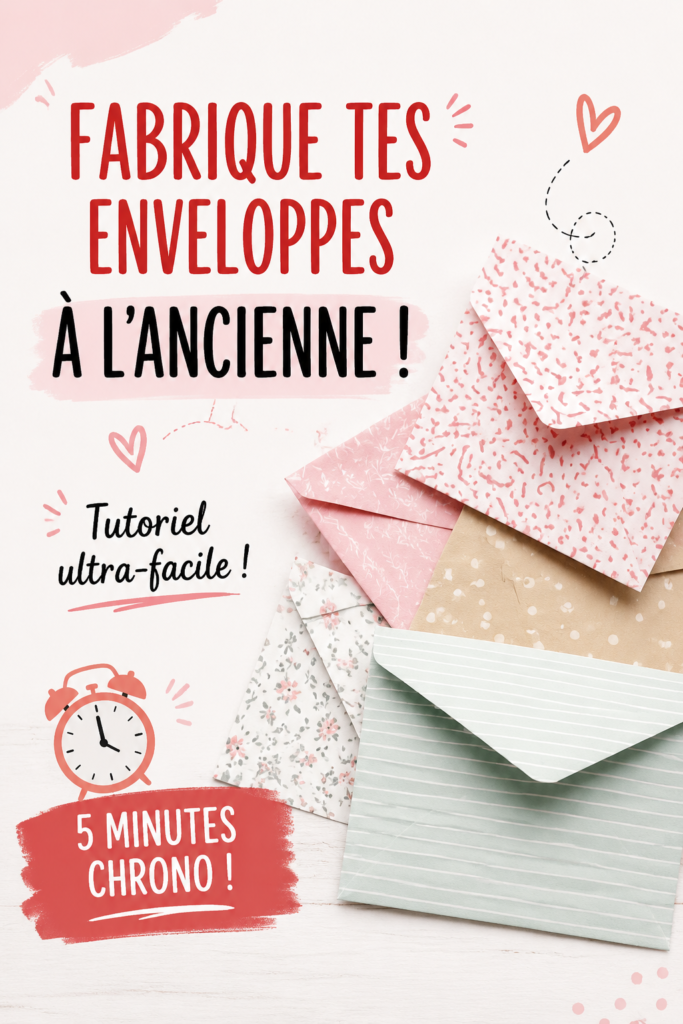 Enveloppes faites maison, décorées d'un style vintage sur une table de bricolage.