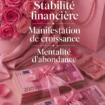 Une femme inspirante dessinant son avenir financier avec des éléments de prospérité