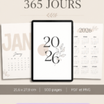 Modèle de planner 2026 minimaliste sur Canva