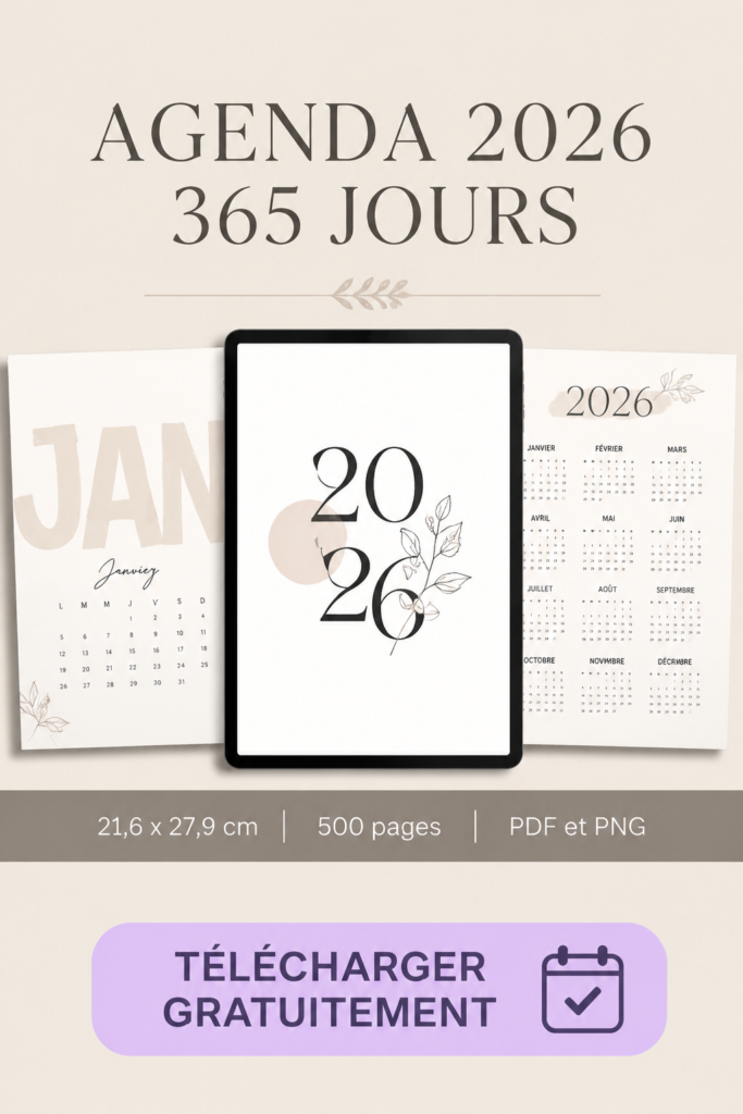 Modèle de planner 2026 minimaliste sur Canva