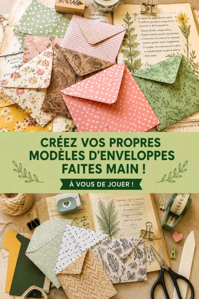 Modèles d'enveloppes faits main avec divers designs et couleurs