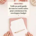 Différents outils de gestion budgétaire sur une table avec des notes et un ordinateur.