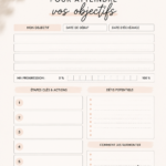 Femme souriante travaillant sur son plan d'action pour atteindre ses objectifs personnels.