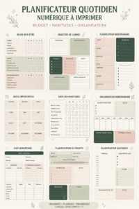 Un planner numérique illustrant un budget et des habitudes à suivre.