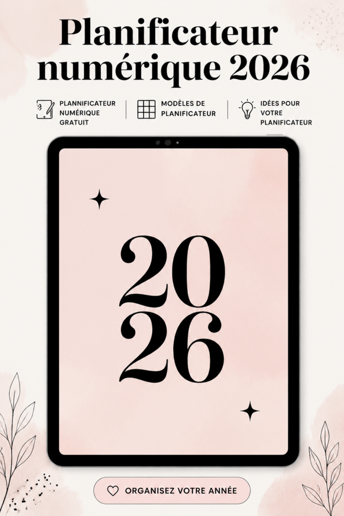 Planificateur numérique pour 2026 avec des notes et des listes de tâches