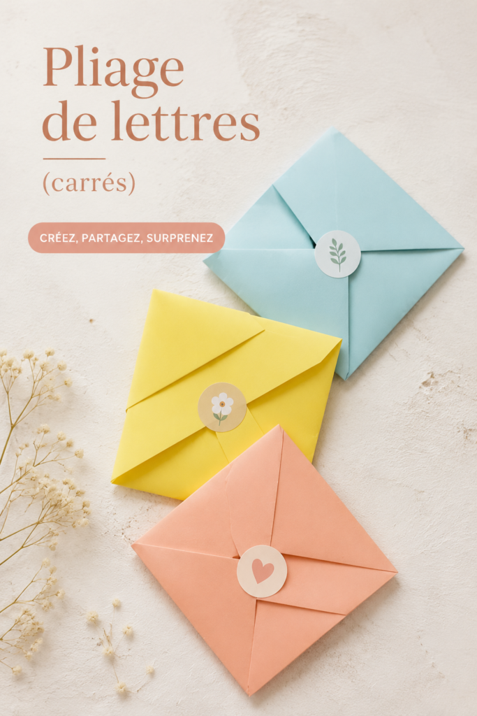 Un exemple de lettres pliées en forme de carré avec un style élégant.