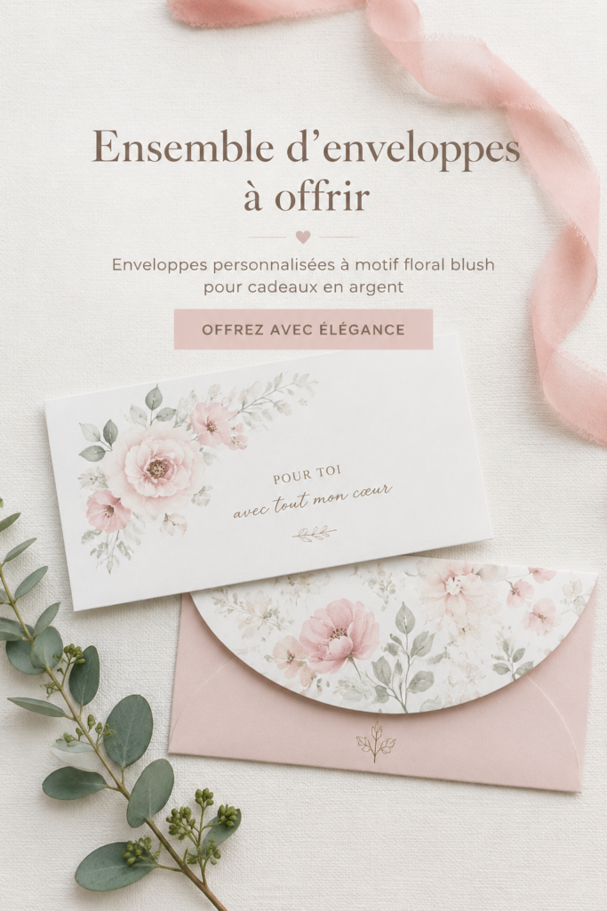 Set d'enveloppes florales personnalisées pour cadeaux