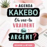 Couverture d'un agenda Kakebo sur une table avec des fournitures de bureau, symbole de gestion financière.