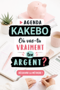 Couverture d'un agenda Kakebo sur une table avec des fournitures de bureau, symbole de gestion financière.