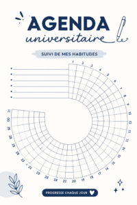 Aperçu d'un agenda universitaire ouvert avec des notes colorées, représentant l'organisation d'une étudiante.