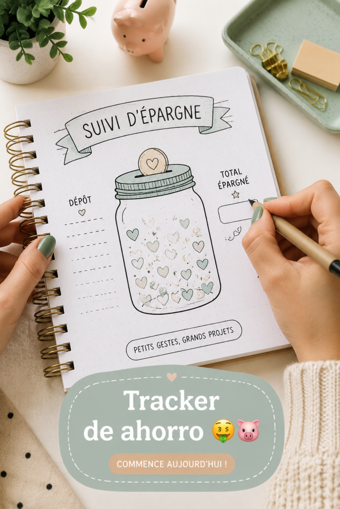 Femme utilisant un tracker d'épargne sur sa tablette, souriante et concentrée.