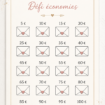 Illustration d'un défi d'économies avec des enveloppes colorées et des fonds monetaires.