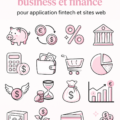 Sélection d'icônes business roses pour une application fintech