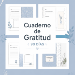 Image d'un beau carnet de journal de gratitude avec une tasse de thé à côté.