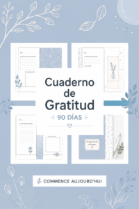 Image d'un beau carnet de journal de gratitude avec une tasse de thé à côté.