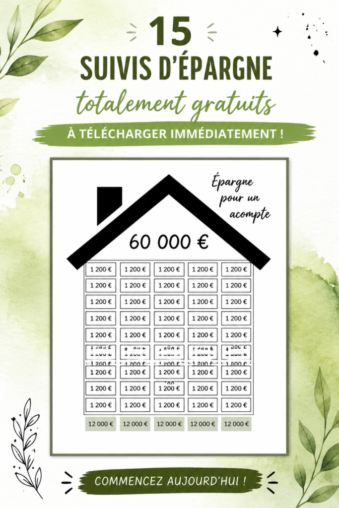 Exemple de tracker d'épargne imprimable pour une gestion financière simple.