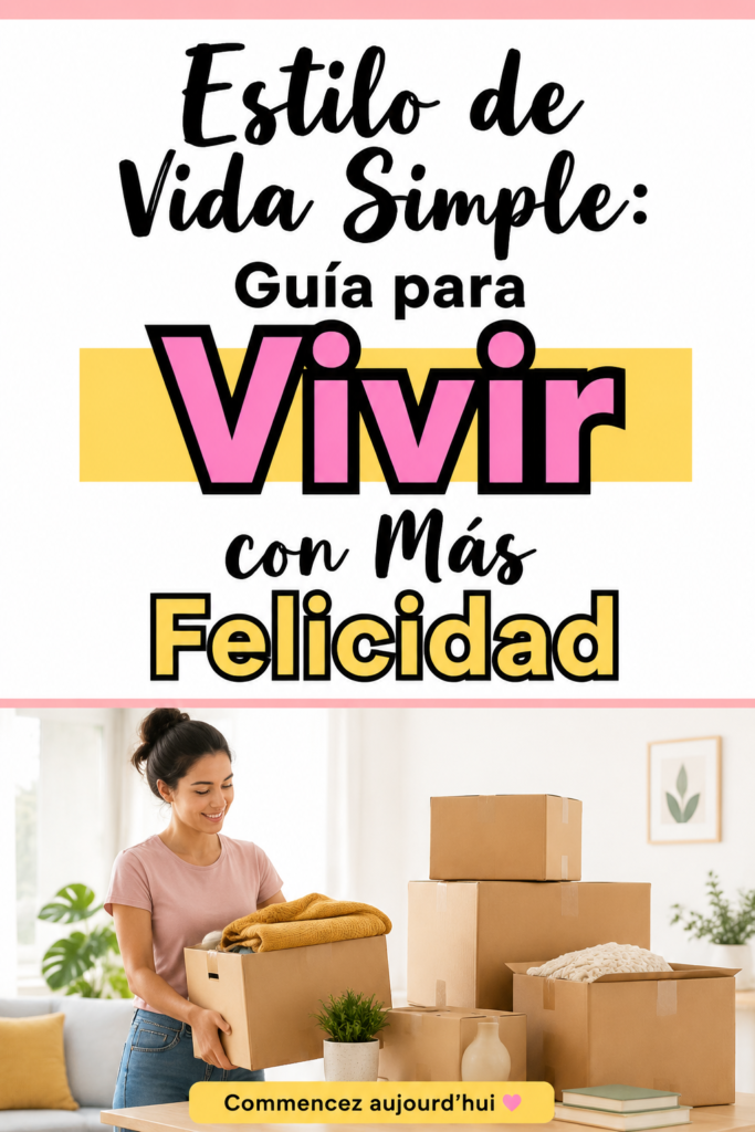 Une femme souriante se détend dans un espace de vie épuré et lumineux, représentant une vie simple et heureuse.