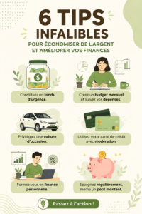 Femme souriante tenant un piggy bank avec des billets. Gestion de budget et économies personnelles.