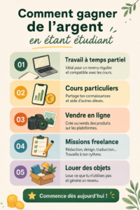 Femme étudiante, laptop, et notebook, illustrant le travail à distance pour gagner de l'argent.