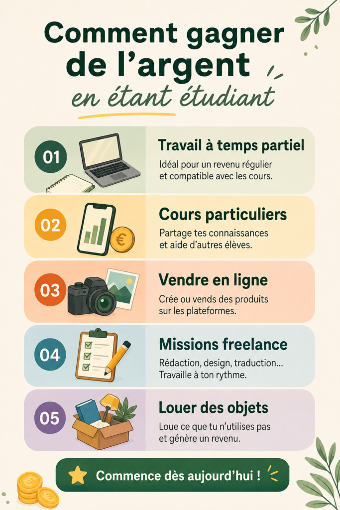 Femme étudiante, laptop, et notebook, illustrant le travail à distance pour gagner de l'argent.